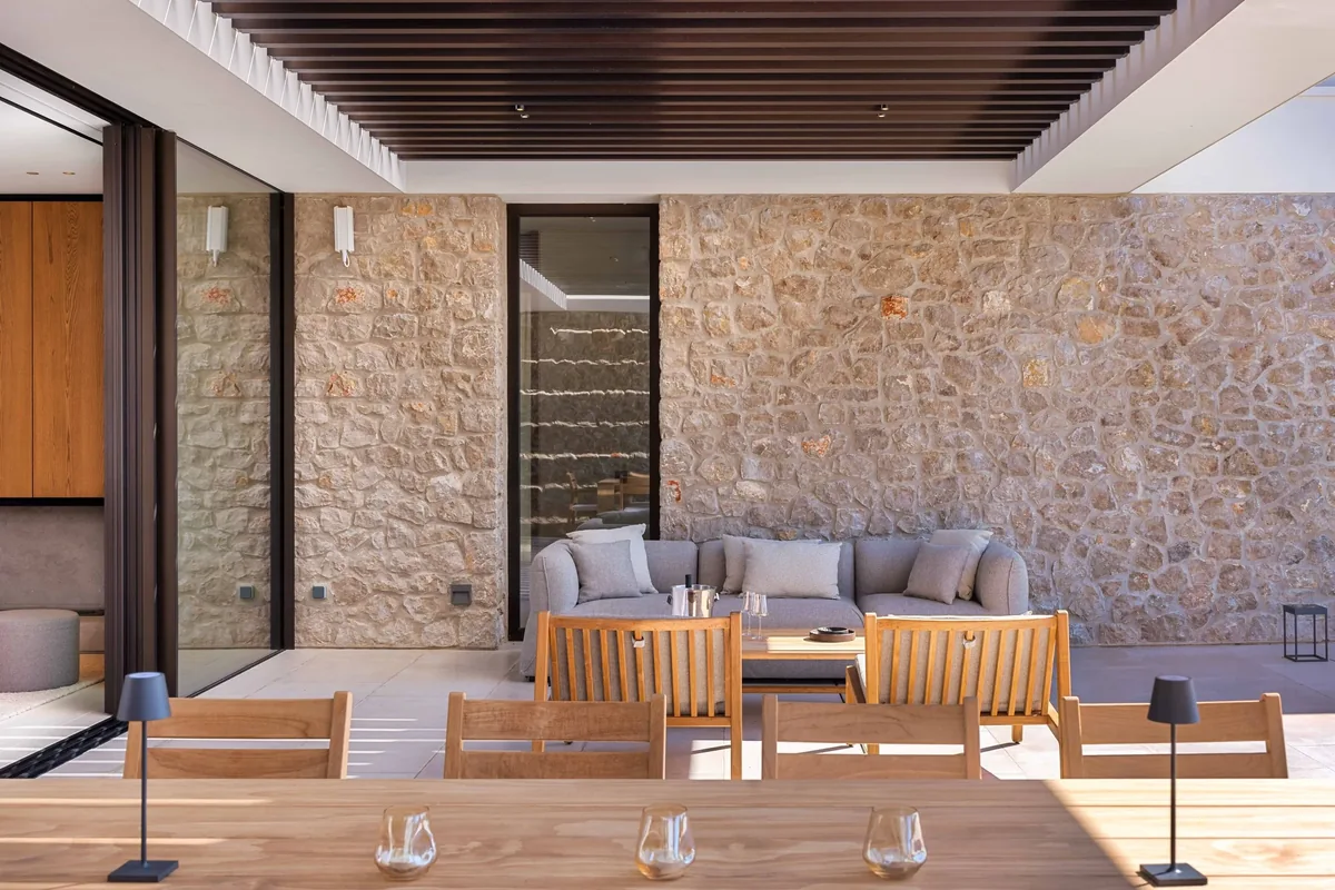 The shaded dining terrace at NiMax Residence